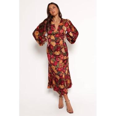 Imagem de Petal & Pup Vestido longo feminino Zimmer de manga comprida, Flor de sangria, PP