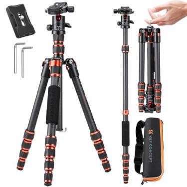Imagem de K&F Concept Tripé de câmera de fibra de carbono de 152 cm, tripé de viagem compacto superleve com cabeça esférica de 360 graus, placa de liberação rápida, monopé destacável capacidade de carga de 8 kg