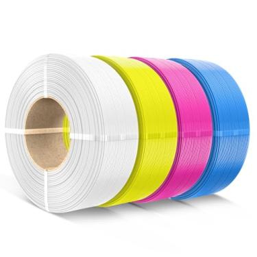 Imagem de SUNLU Filamento PLA refil de 1,75 mm, refil de filamento de impressora 3D PLA adequado para filamento de laboratório de bambu e carretéis SUNLU reutilizáveis, 1 kg por carretel, pacote com 4, 4 cores