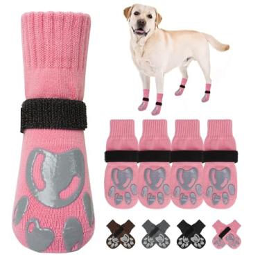 Imagem de BEAUTYZOO Meias para cães para evitar lamber patas - botas de cachorro e protetores de patas com garras em pisos de madeira, sapatos para cães para pavimento quente/frio pequenas, médias grandes