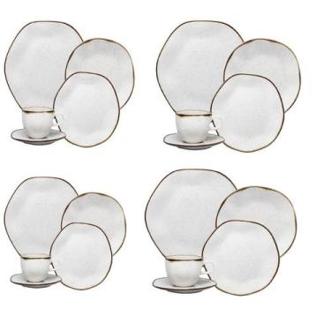 Imagem de Aparelho de jantar completo porcelana oxford maresia 20 pçs, Branco e 