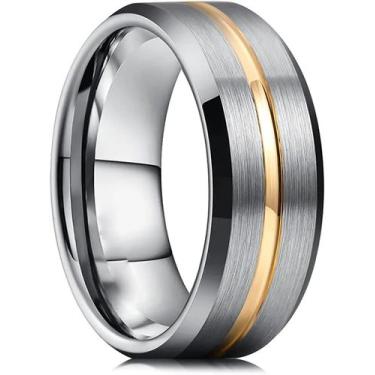 Imagem de Anel Masculino Prateado Dourado Titânio Fosco Aço - Jewelery,  20