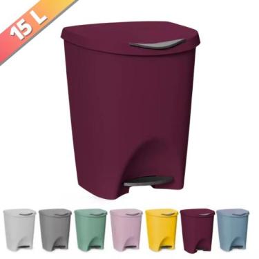 Imagem de Lixeira Escritorio Cozinha Banheiro C/ Pedal 15 Litros - Usual Utilida