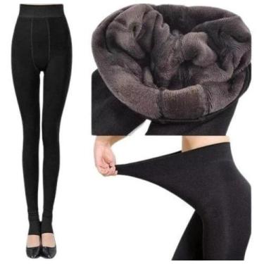 Imagem de Legging Grossa Térmica de Cintura Alta, Forrada com Pelúcia de Lã - Ca