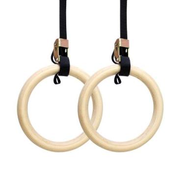 Imagem de Argolas de Suspensão Olímpicas Madeira para Ginástica Cross Training -