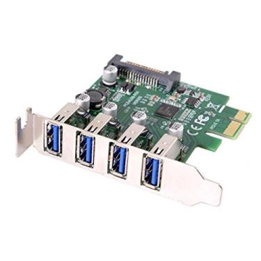 Imagem de cablecc Perfil baixo 4 portas PCI-E para USB 3.0 HUB PCI Express adaptador de cartão de expansão 5Gbps para placa-mãe