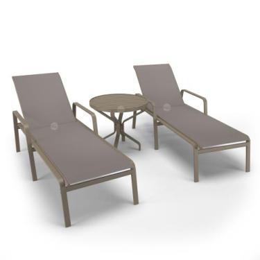 Imagem de Kit 2 Espreguiçadeiras 1 Mesinha Alumínio Fendi Tela Fendi - Aluv Móve