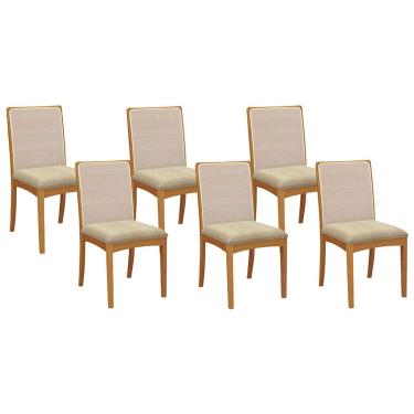 Imagem de Kit 6 Cadeiras Sala Jantar Lara 6 Un Carvalho/Boucle Bege/Tela Bege - Kappesberg
