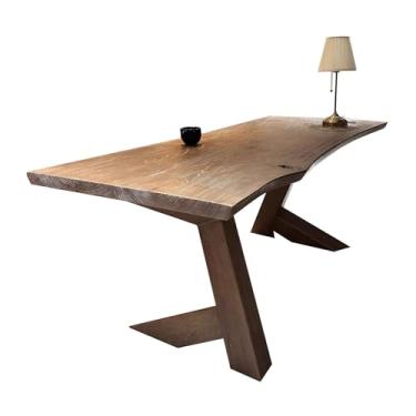 Imagem de Mesa para sentar e levantar Mesa de estudo rústica madeira freixo, estação trabalho, mesa jantar retangular resistente, conferência