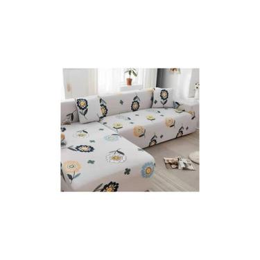 Imagem de Capa de poltrona elástica tipo L com design de estampa floral - Lightb