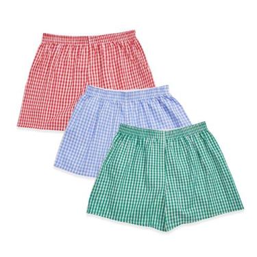 Imagem de Shorts de pijama Cinvik Gingham vermelho de algodão xadrez para mulher