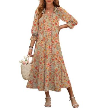 Imagem de Vestido maxi ANRABESS floral de verão com decote em V para mulheres
