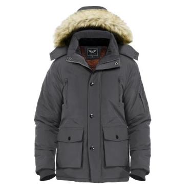 Imagem de Casaco espesso de inverno JYG Men Warm Puffer Parka, jaqueta de pele
