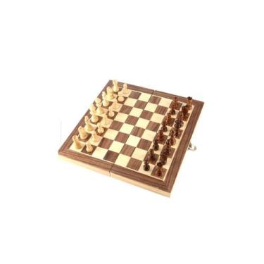 Imagem de Conjunto de xadrez de madeira, tabuleiro de xadrez internacional de 30