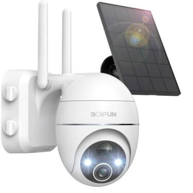 Imagem de Câmera de segurança solar BOIFUN 2K WiFi com bateria IP65 à prova d'ág