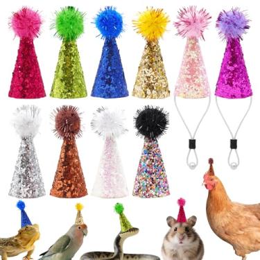 Imagem de pai sence Mini chapéus de festa para animais pequenos chapéus de gnomo minúsculo com pompons chapéus de cone de glitter de 2,5 cm cobaia, coelhinho, galinha, furão, fantasia, réptil, animais de