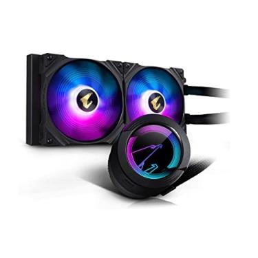 Imagem de Gigabyte Cooler líquido para CPU AORUS WATERFORCE 280 AIO, radiador de 280 mm com 2 ventiladores ARGB de baixo ruído de 140 mm, design de painel de iluminação ARGB giratório, compatível com Intel LGA1700 (GP-AORUS WATERFORCE 280)