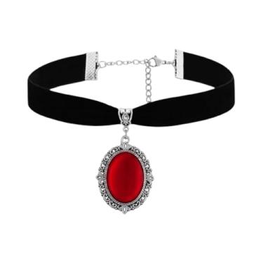 Imagem de GYRMMUE Colar gótico de veludo camafeu Stardust, colares vintage com pingente de cristal punk vitoriano, joia de Halloween demoníaco satanás para mulheres, Large, Vidro, Sem Pedra Preciosa
