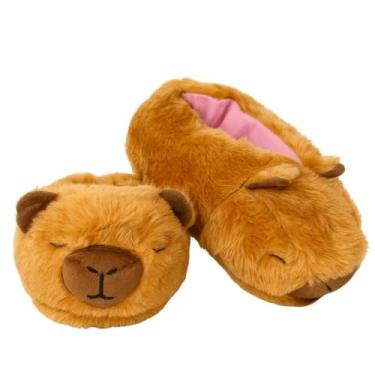 Imagem de Pantufa Capivara Filó 3D Infantil Adulto Antiderrapante Fofa Marrom
