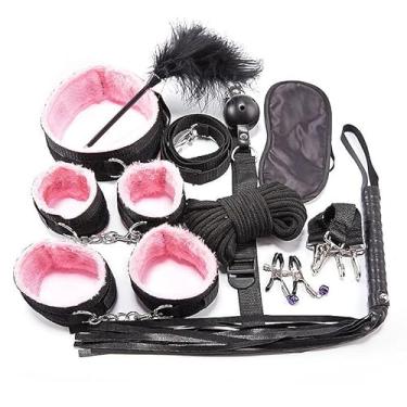 Imagem de Kit Sado Rosa Completo Chicote Venda Mordaça Black Wolf Rosa Bondagem Rosa