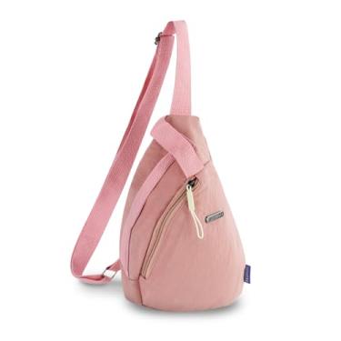 Imagem de Andiker Bolsa tiracolo pequena para mulheres, bolsa de peito elegante com alça ajustável bolsas transversais de nylon para mulheres viagens uso diário (rosa)