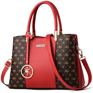 Imagem de KURGOOL Bolsas femininas e bolsas de mão com alça superior bolsa de ombro bolsa carteiro para mulheres, C, vermelho, Large