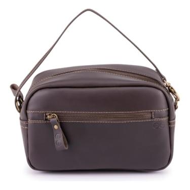 Imagem de Necessaire Frasqueira Mini Bolsa Organizadora Couro Legítimo(Marrom-escuro)