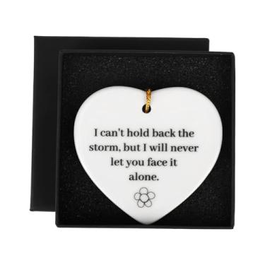 Imagem de AIEX Placa Cerâmica Coração I Can't Hold Back the Storm, Enfeite Inspirador Amizade para Pendurar Entre Colegas de Trabalho e Chefes Lembrança Dupla Face para o Dia de Ação Graças Natal e Aniversário
