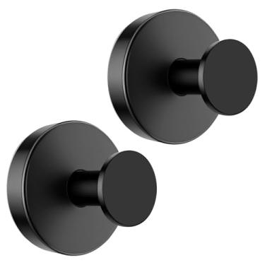 Imagem de BKV Ganchos de ventosa para janela de vidro, ganchos de chuveiro removíveis para chuveiro interno, ganchos de toalha de metal para banheiros, pacote com 2 (preto)