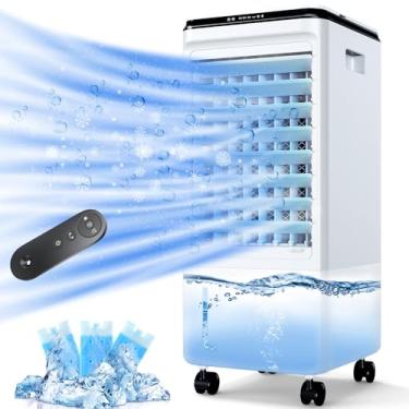 Imagem de Condicionadores de ar portáteis, refrigerador de ar evaporativo com temporizador 7H para desligamento automático, 4 modos e 3 velocidades, tanque de 1,85 litros de ar condicionado sem janelas, ar