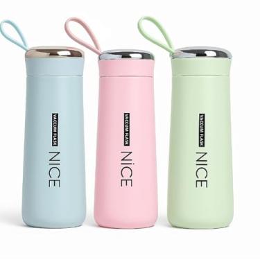 Imagem de Garrafa de Vidro 400ml Revestida com Alça Resistente e Tampa Garrafa Squeeze de Vidro Linha Premium M5 Armarinhos (Rosa)