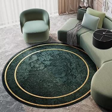 Imagem de ZSSZO Tapete redondo verde esmeralda 90 cm tapete circular lavável antiderrapante tapetes para sala de estar, sala de jantar, quarto, escritório, sofá, decoração de casa