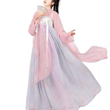 Imagem de Vestido feminino chinês hanfu qixiong ruqun tubo roupa dinastia/876