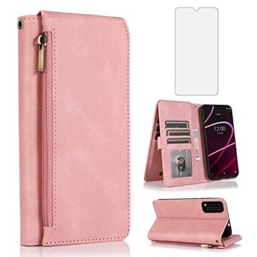 Imagem de Asuwish Compatível com T-Mobile Revvl V+ 5G capa carteira protetora de tela com zíper capa flip capa de couro suporte para cartão Tmobile RevvlV+ + 5G T Mobile Revell V+5G TCL Revel V + Plus G5 2021