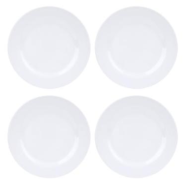 Imagem de ZAWELIYO 4pcs 9 Polegadas de Jantar de Melamina, Placas Redondas Brancas, Conjunto de Pratos de Jantar Branco, Pratos Redondos de Cerâmica, Placas de Salada Conjuntos de Pratos Modernos