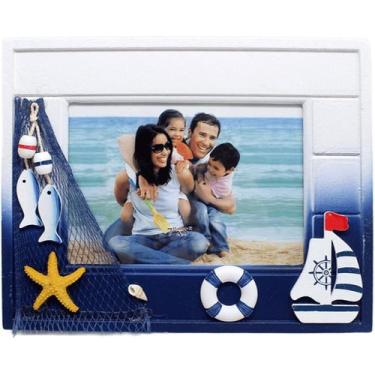 Imagem de Porta Retrato Náutico Marítimo Retangular Em Madeira De 5X7 - Gici Imp