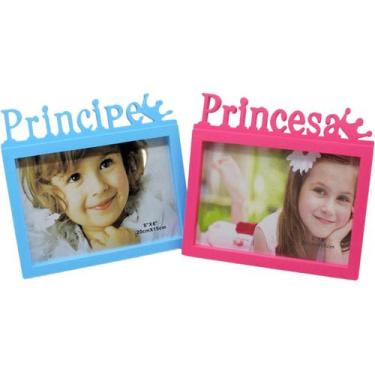 Imagem de Dupla Porta Retrato Infantil Mural Príncipe Princesa 20x15cm - Genéric