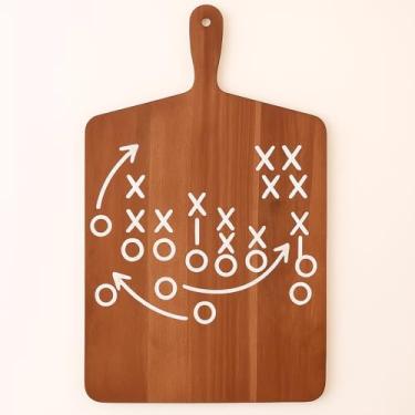 Imagem de Meanplan Tábua de corte de madeira de acácia com alça, tábua de cortar de madeira, bandeja grande de charcutaria para carne, pão, queijo e frutas para fãs de futebol, presente cozinha decoração de