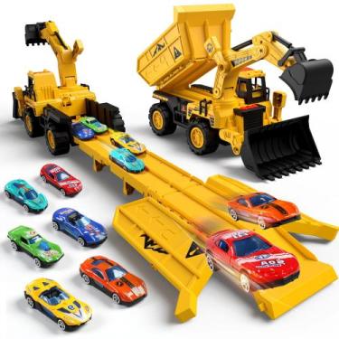 Imagem de Caminhão de brinquedo de construção com lançador de pista de corrida, 