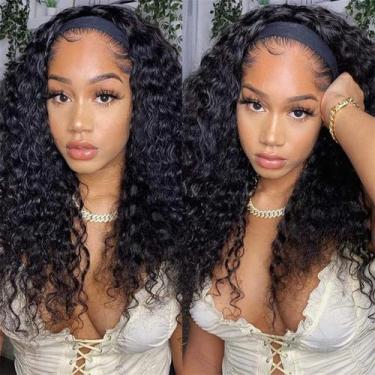 Imagem de Peruca com faixa de cabeça ISEE Hair Water Wave Human Hair 180% Densid