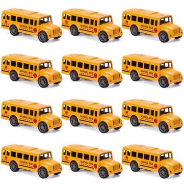 Imagem de Toy School Bus DUNRIOG, pacote com 12 unidades, Pull Back Friction Met