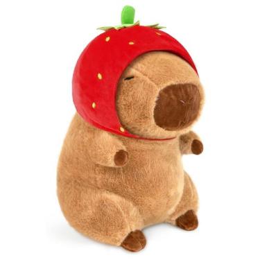 Imagem de Capybara Loskv Capybara de pelúcia 40cm com chapéu de morango para cri