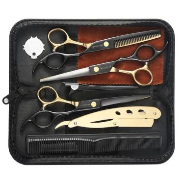 Imagem de Tesoura de cabelo Wenshall Professional Black Gold 17,5 cm