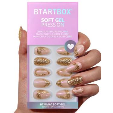 Imagem de Press On Nails Bartbox 3D Gold Sculpting Ammond Short - BTArtbox