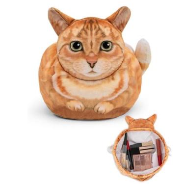 Imagem de Bolsa de maquiagem GKIOYRO Drawstring Orange Cat Travel Organizer