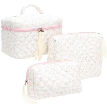 Imagem de Conjunto de bolsa de maquiagem PAZIMIIK Vintage com zíper acolchoado p