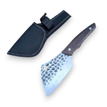 Imagem de Faca Aço Inox Mini Cutelo Fulltang Cabo Madeira Corta Osso