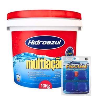 Imagem de kit Cloro multiação 10kg + Clarificante FlocGel Hidroazul 4 unidades