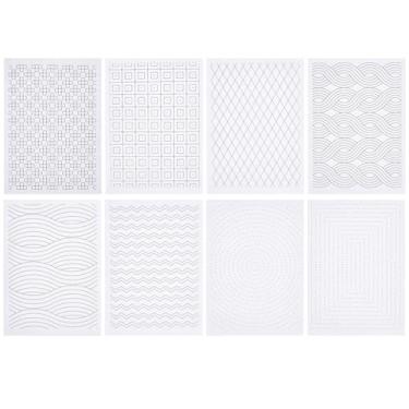 Imagem de WEBEEDY 8 Estilos Sashiko Bordado Padrão Geométrico Estabilizadores Solúveis em Água Stick & Stitch Bordar Papel Japonês Sashiko Modelos de Estêncil para Costura à Mão Quilting Roupas Jeans Reparação