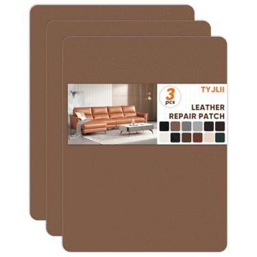 Imagem de Patch de reparo de couro de 21 cm x 28 cm, fita autoadesiva, kit de reparo de couro para móveis, assentos de carro, sofás, armários, bolsas (Cáqui)